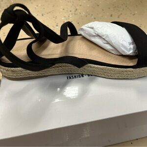 PrettyLittleThing Black Espadrille Flats